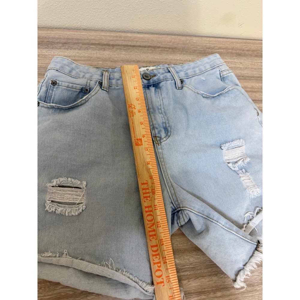 Umgee Women Denim Shorts S Light Wash Distressed Raw Hem Boho‎ Festival Core - Picture 9 of 10